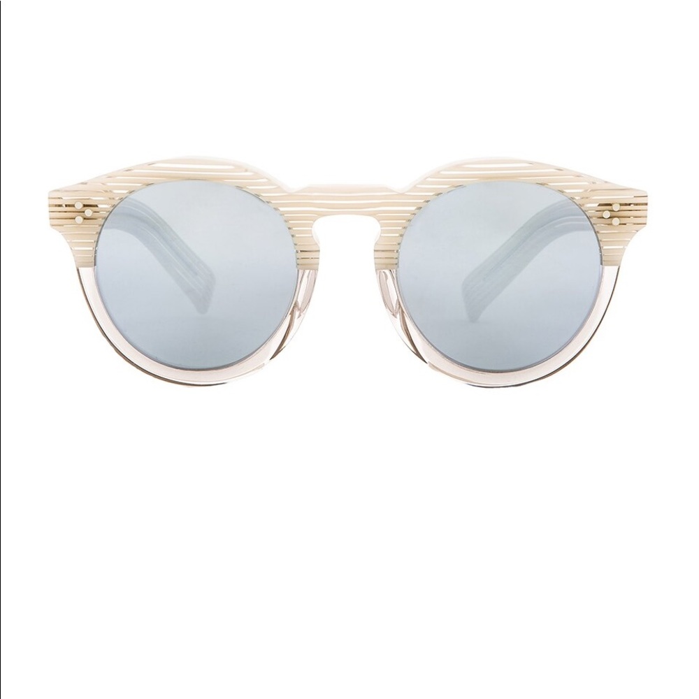 Illesteva Leonard II in Cream Striped & Silver Mirrored Sunglasses
